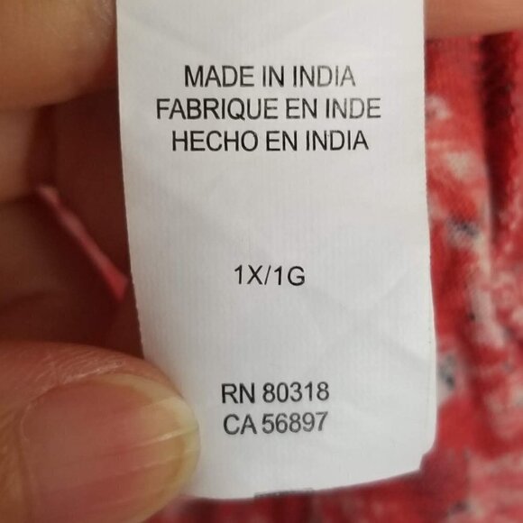 Lucky Brand Woven Mix Print Flutter Sleeve Top 1X - Picture 14 of 16